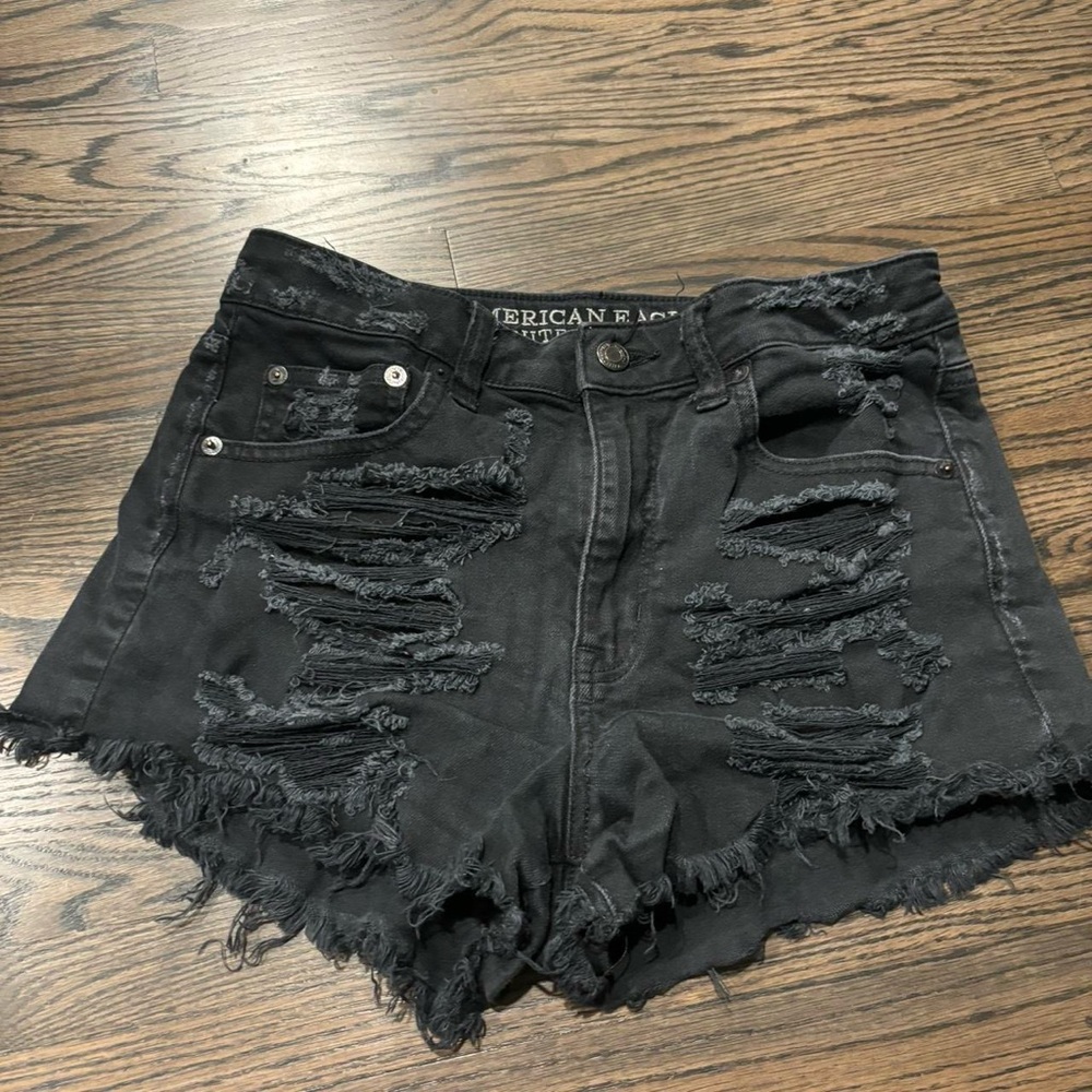 American Eagle Outfitters Black Distressed Jean Shorts